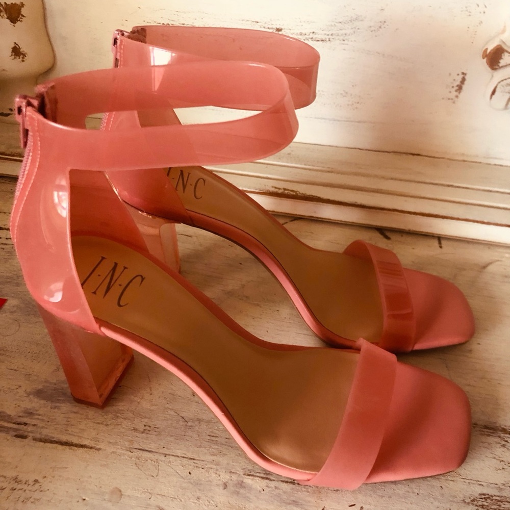 INC International Concepts Women's Pink Block Heel Sandals